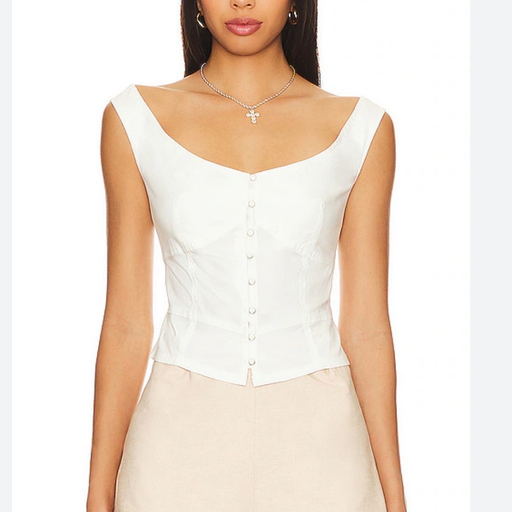 Free People Sally Corset Buttondown Scoop Neck Tank Crop Top XS